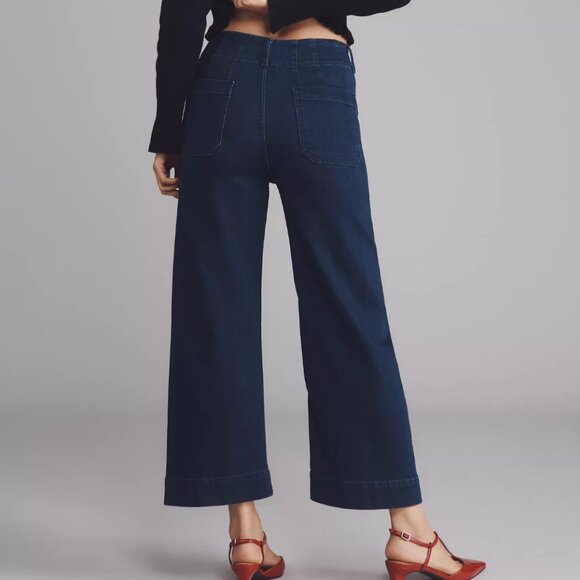 Anthropologie The Colette Crop High-Rise Wide-Leg Jeans by Maeve 28P 28 P NWT - Picture 3 of 8